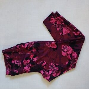Lane Bryant Liv 7/8 Leggings Size 14/16 Burgundy Pink Black